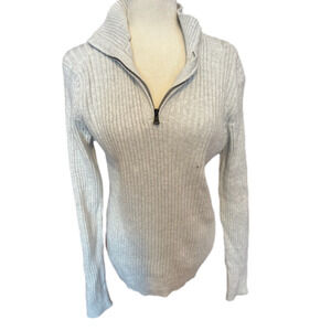 NWT Express Cotton 3/4 Zip Light Gray Sweater